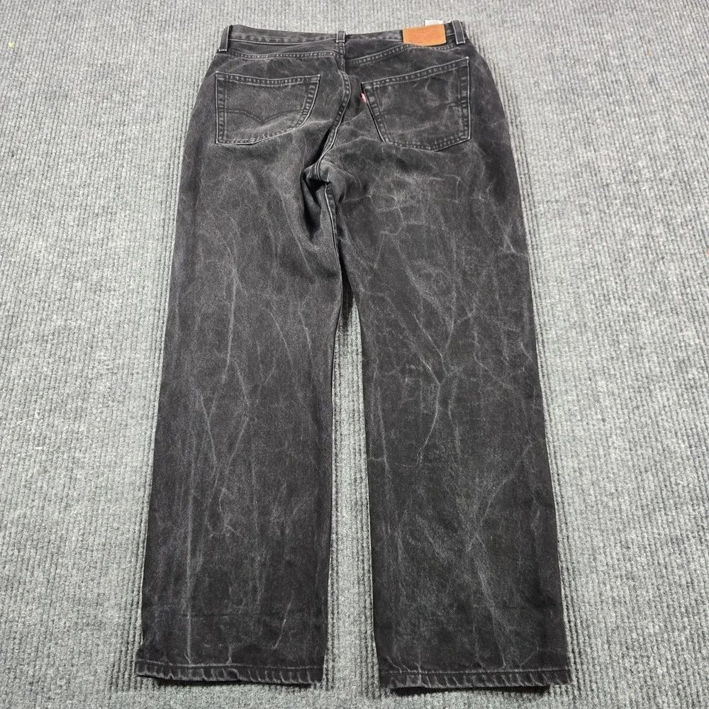 Levi's 501 '90s Jeans Mens 30x30 Black Stone Wash Relaxed Straight Button Fly
